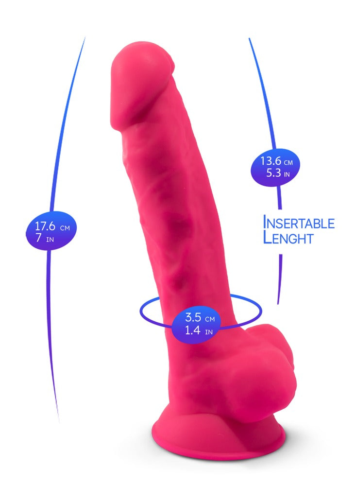 SILEXD - Ντίλντο - 7 inch Realistic Silicone Dual Density Dildo with Suction Cup and Balls - Ροζ
