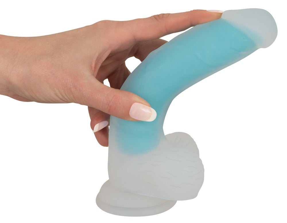 You2Toys - Ντίλντο - Glow In The Dark Silicone Dildo blue - Διαφανές