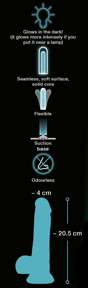 You2Toys - Ντίλντο - Glow In The Dark Silicone Dildo blue - Διαφανές