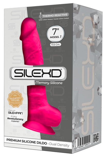 SILEXD - Ντίλντο - 7 inch Realistic Silicone Dual Density Dildo with Suction Cup and Balls - Ροζ