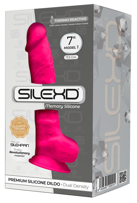 SILEXD - Ντίλντο - 7 inch Realistic Silicone Dual Density Dildo with Suction Cup and Balls - Ροζ