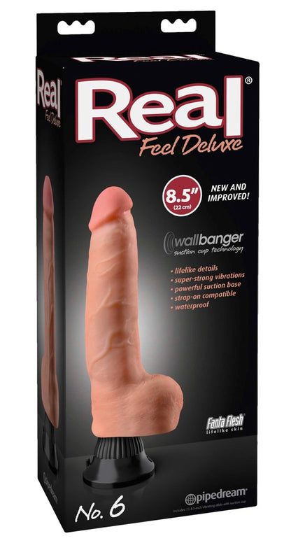 Real Feel Deluxe - Φυσικός Δονητής - Real Feel Real 6 Vibrating Dildo with Suction Cup - Ανοιχτόχρωμο Δέρμα