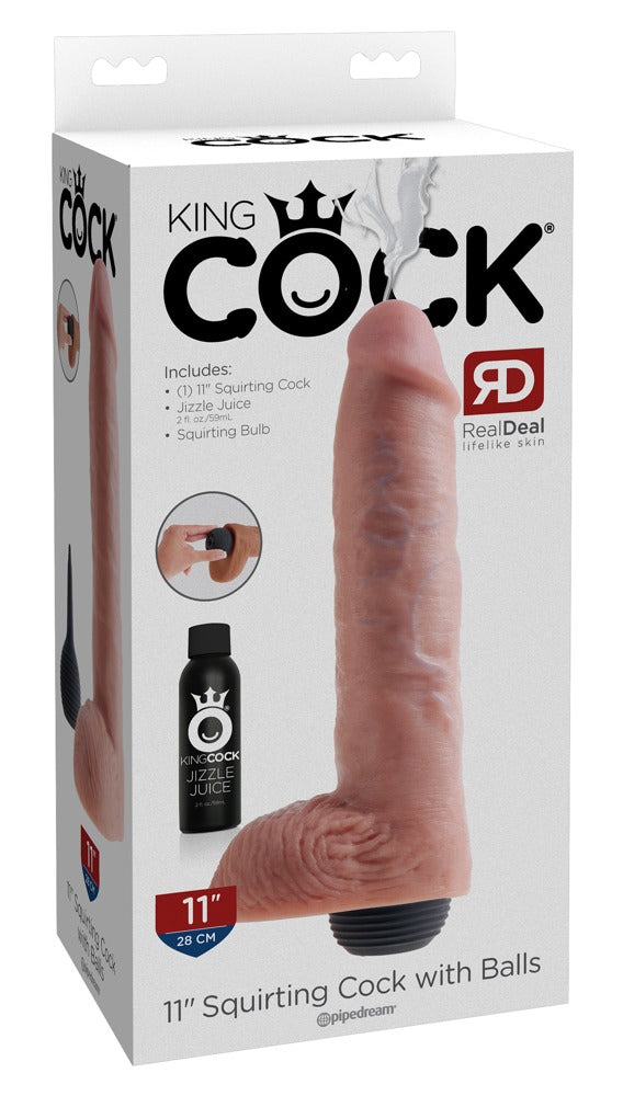 King Cock - Ρεαλιστικό Ντίλντο - 11 Squirting Cock with Balls - Ανοιχτόχρωμο Δέρμα