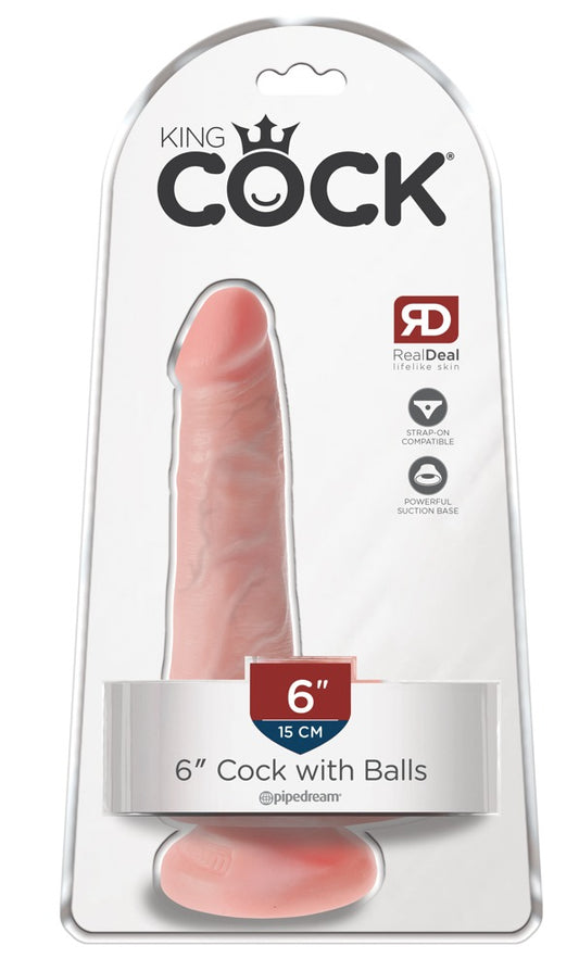 King Cock - Ρεαλιστικό Ντίλντο - Pipedream - 6 Cock with Balls - Vanilla - Ανοιχτόχρωμο Δέρμα