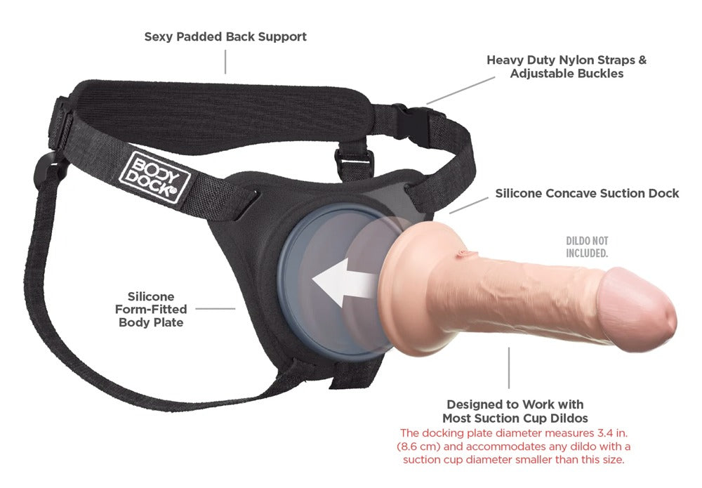 Body Dock - Elite Silicone Strap-On Harness by Pipedream Products Strap-On Harnesses - Μαύρο