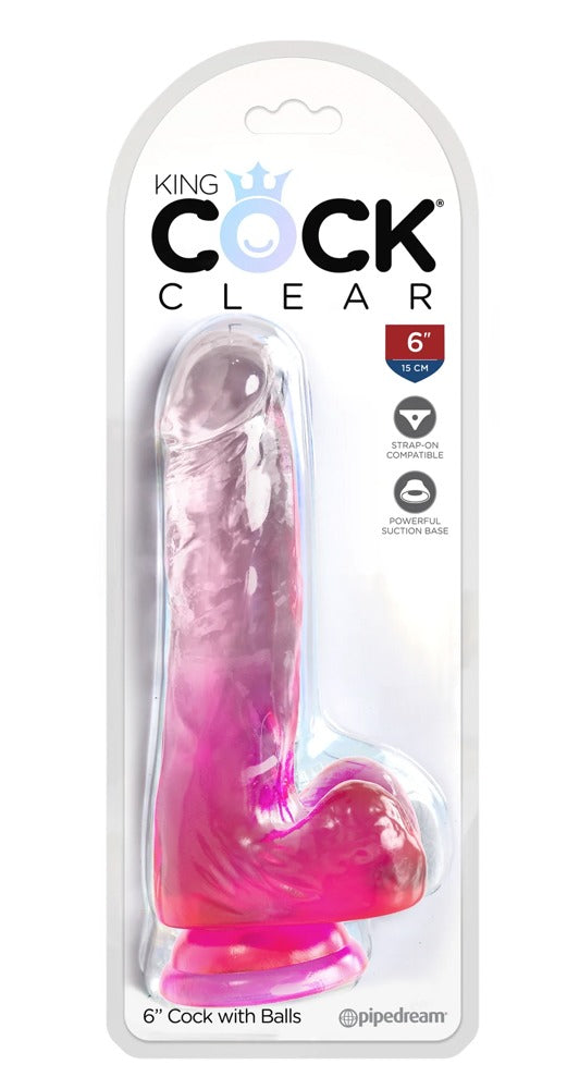 King Cock Clear - Ρεαλιστικό Ντίλντο - Pipedream KingCock Clear Cock With Balls - Ροζ
