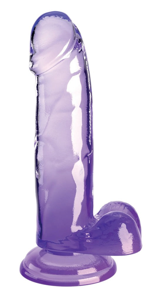 King Cock Clear - Ρεαλιστικό Ντίλντο - 7“ Cock with Balls - Μωβ
