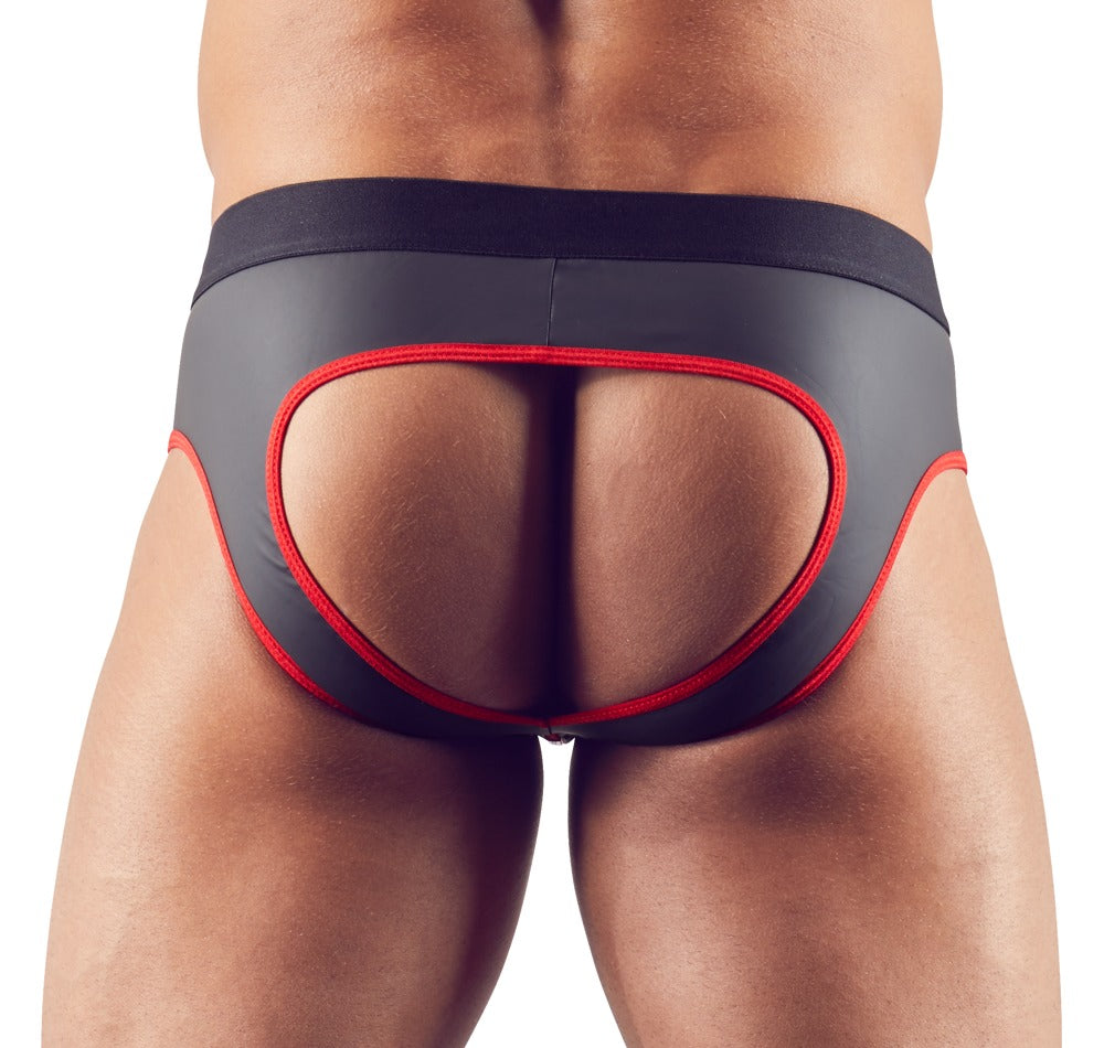 Svenjoyment - Ανδρικό Sexy Εσωρουχο - Neoprene Jock with Zipper Red - Red - S - Μαύρο