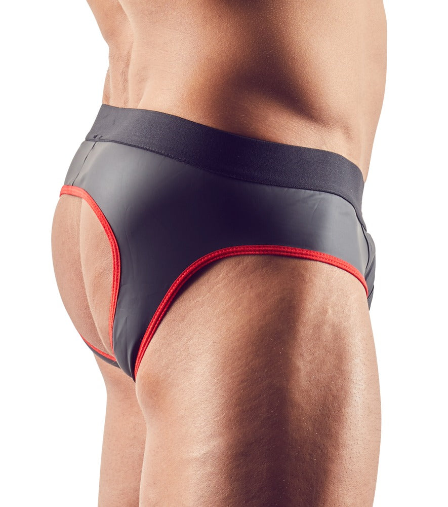 Svenjoyment - Ανδρικό Sexy Εσωρουχο - Neoprene Jock with Zipper Red - Red - S - Μαύρο