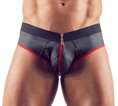 Svenjoyment - Ανδρικό Sexy Εσωρουχο - Neoprene Jock with Zipper Red - Red - S - Μαύρο