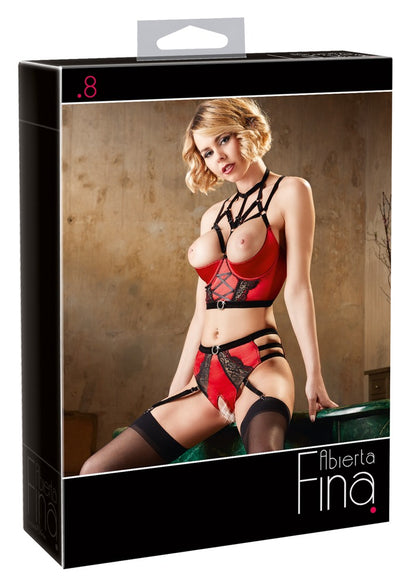 Abierta Fina - Sexy Σετ Ανύψωσης - Shelf Bra Set - 75B S - Κόκκινο
