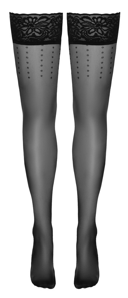 Cottelli LEGWEAR - Sexy Κάλτσες Με Λάστιχο Χωρίς Ζαρτιέρα - Hold-Ups Dot 2 - Μαύρο