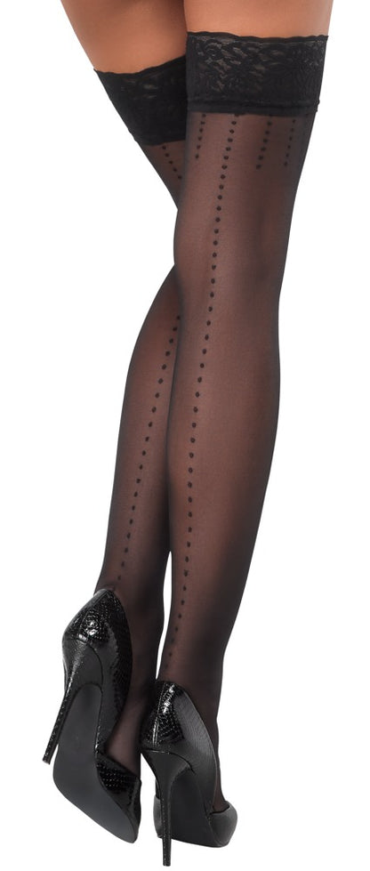 Cottelli LEGWEAR - Sexy Κάλτσες Με Λάστιχο Χωρίς Ζαρτιέρα - Hold-Ups Dot 2 - Μαύρο