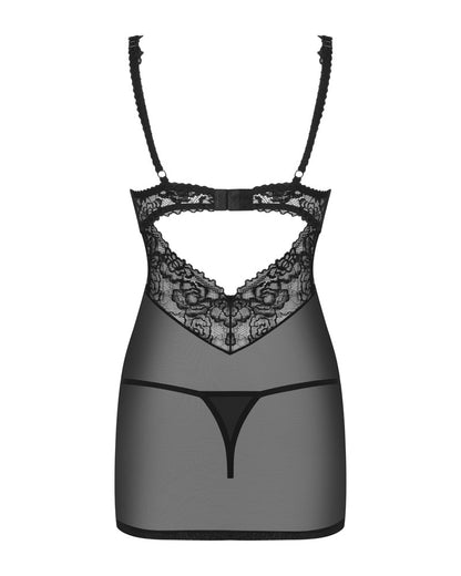 Obsessive - Sexy Φόρεμα - Womens 867 Chemise & Thong Set - Size S/M - Μαύρο