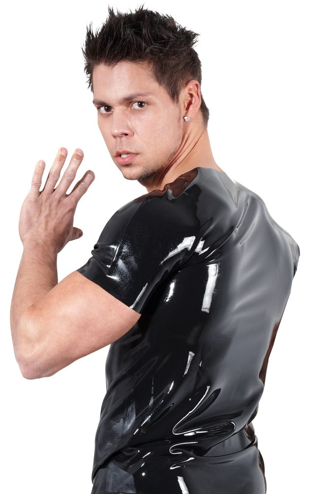 Late X - Sexy Πουκάμισο - Latex Shirt Small Men's Lingerie Men's Latex Clothing - The Latex Collection - Μαύρο
