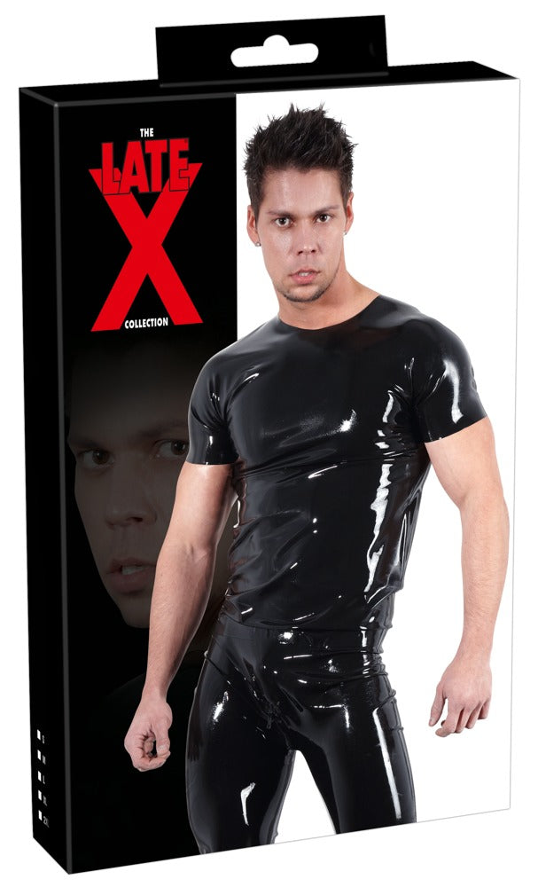 Late X - Sexy Πουκάμισο - Latex Shirt Small Men's Lingerie Men's Latex Clothing - The Latex Collection - Μαύρο