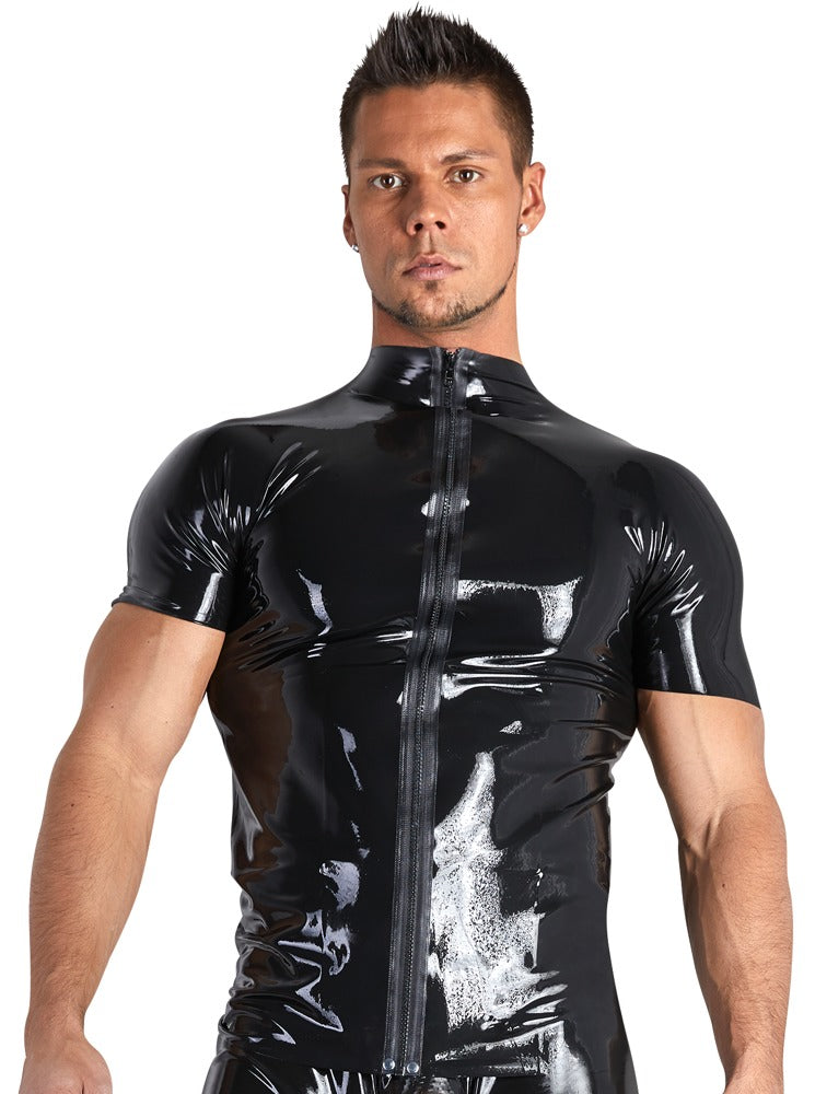 Late X - Sexy Πουκάμισο - Men's Latex Shirt M - Μαύρο