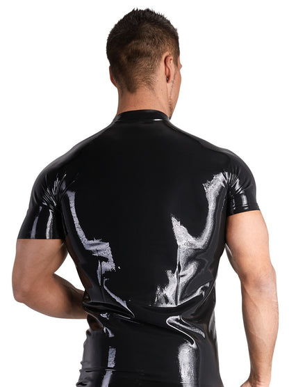 Late X - Sexy Πουκάμισο - Men's Latex Shirt M - Μαύρο