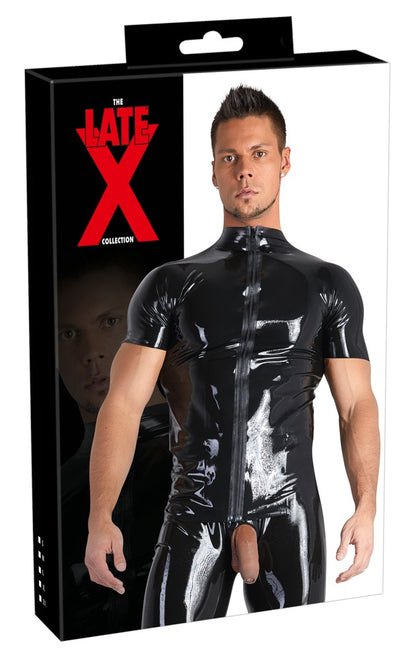 Late X - Sexy Πουκάμισο - Men's Latex Shirt M - Μαύρο