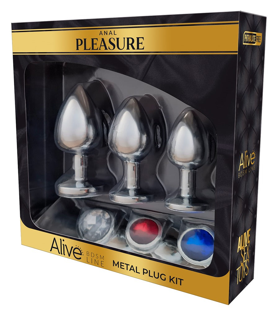Alive - Σετ Βύσματος Πρωκτού - Metal Plug Kit - Ασημί